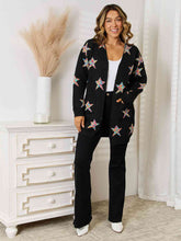 Load image into Gallery viewer, Star Pattern Open Front Cardigan with Pockets
