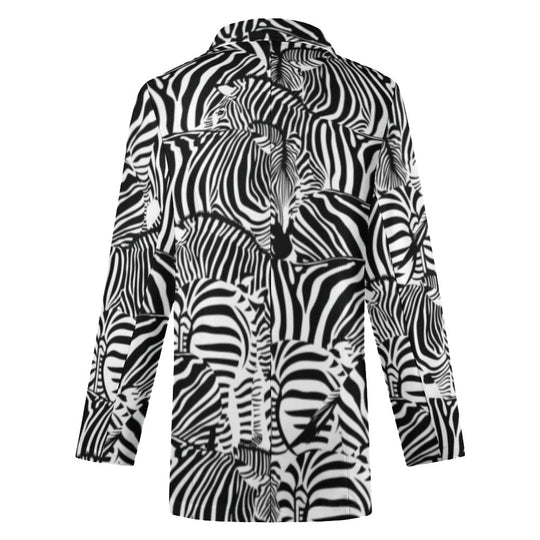 Ti Amo I love you - Exclusive Brand - Black & White Zebta - Womens Suit Blazer Jacket