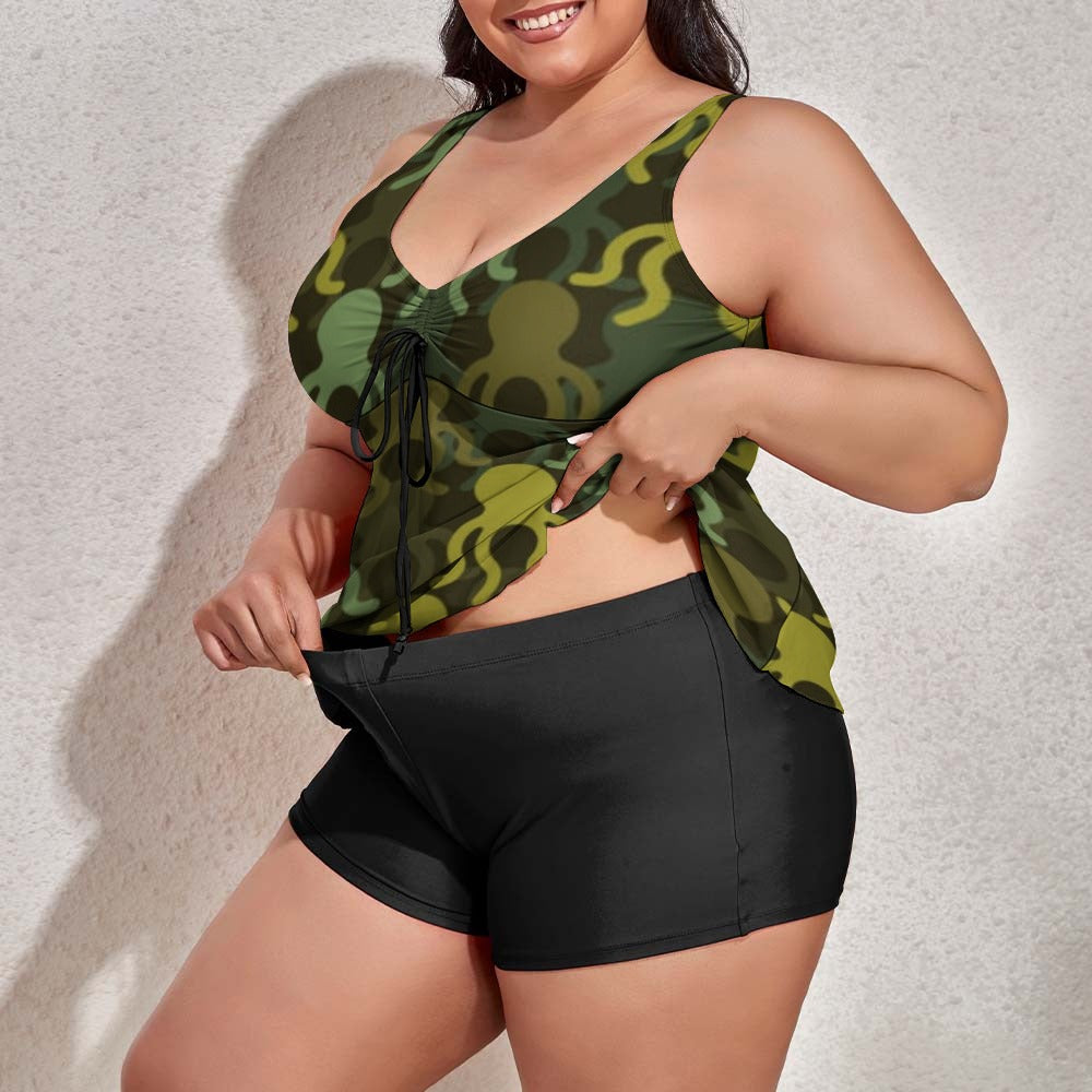 Ti Amo I love you - Exclusive Brand - Women's Plus Size Drawstring 2pc Swimsuit - Sizes XL-6XL