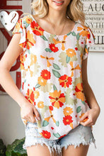 Load image into Gallery viewer, Floral Flutter Sleeve Round Neck Blouse
