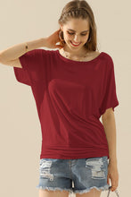 Load image into Gallery viewer, Ninexis Boat Neck Short Sleeve Ruched Side Top
