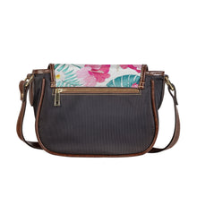 Load image into Gallery viewer, Ti Amo I love you - Exclusive Brand - Tropical Flower &amp; Leaf - PU Leather Flap Saddle Bag
