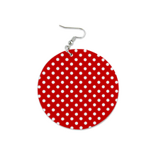 Load image into Gallery viewer, Ti Amo I love you - Exclusive Brand - Chili Pepper with Whiye Polka Dots - Geometric Round Wooden Earrings
