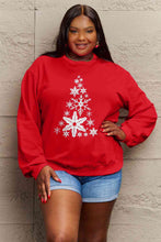 Load image into Gallery viewer, Simply Love Full Size Snowflake Christmas Tree Graphic Sweatshirt
