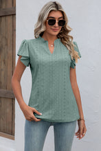 Load image into Gallery viewer, Eyelet Notched Flutter Sleeve T-Shirt
