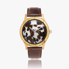 Load image into Gallery viewer, Ti Amo I love you - Exclusive Brand  - Cow Spots - Italian Olive Lumber Wooden Watch - Leather Strap
