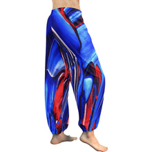 Load image into Gallery viewer, Ti Amo I love you  - Exclusive Brand  - Blue &amp; Red Paint Pattern - Women&#39;s Harem Pants
