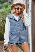 Load image into Gallery viewer, Sleeveless Denim Top with A Detachable Hood
