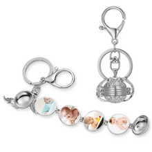 Load image into Gallery viewer, Your Custom Keychain 4 Photos Locket Charm Keychain with Angel Wings
