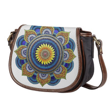 Load image into Gallery viewer, Ti Amo I love you - Exclusive Brand - Blue &amp; Daisy Mandala - PU Leather Flap Saddle Bag
