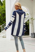 Load image into Gallery viewer, Woven Right Striped Open Front Hooded Cardigan
