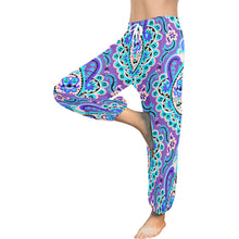 Load image into Gallery viewer, Ti Amo I love you  - Exclusive Brand  - Purple &amp; Teal Floral Pattern - Women&#39;s Harem Pants
