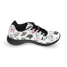 Load image into Gallery viewer, Ti Amo I love you  - Exclusive Brand - White with Black, Grey &amp; Pink Cat Faces - Kid&#39;s Sneakers (Little Kid / Big Kid) - Sizes Child 10.5C-13 C &amp; Youth 1-6
