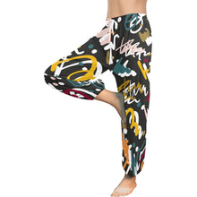 Load image into Gallery viewer, Ti Amo I love you - Exclusive Brand  - Black with Colorful Scribbles - Women&#39;s Harem Pants - Sizes XS-2XL
