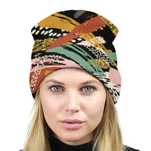 Load image into Gallery viewer, Ti Amo I love you - Exclusive Brand - Black with Criss Cross Colorful Striped Lines -  Knit Hat
