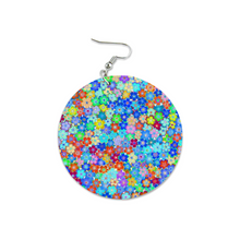 Load image into Gallery viewer, Ti Amo I love you - Exclusive Brand - Multicolor Floral - Geometric Round Wooden Earrings
