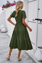 Load image into Gallery viewer, Smocked Round Neck Short Sleeve Midi Dress
