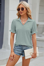 Load image into Gallery viewer, 8 Colors - Eyelet Johnny Collar Short Sleeve Blouse
