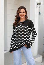 Load image into Gallery viewer, Wave Pattern Round Neck Long Sleeve Sweater
