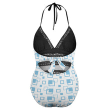 Load image into Gallery viewer, Ti Amo I love you - Exclusive Brand - White with Glacier Squares - Plus Size Swimsuit - Sizes XL-4XL
