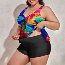 Load image into Gallery viewer, Ti Amo I love you - Exclusive Brand - Colorful Painted Look - Women&#39;s Drawstring 2pc Swimsuit - Sizes XL-6XL
