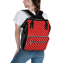 Load image into Gallery viewer, Ti Amo I love you Exclusive Brand  - Chili Pepper with White Polka Dots - Mommy Bag Multifunctional Waterproof Diaper Bag Ultra-Large Backpack
