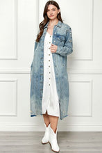 Load image into Gallery viewer, Veveret Full Size Distressed Raw Hem Pearl Detail Button Up Jacket
