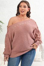 Load image into Gallery viewer, Womens Plus Size - One Shoulder Beaded Sweater
