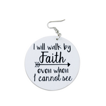 Load image into Gallery viewer, Ti Amo I love you Exclusive Brand - I WILL WALK BY FAITH - Geometric Round Wooden Earrings
