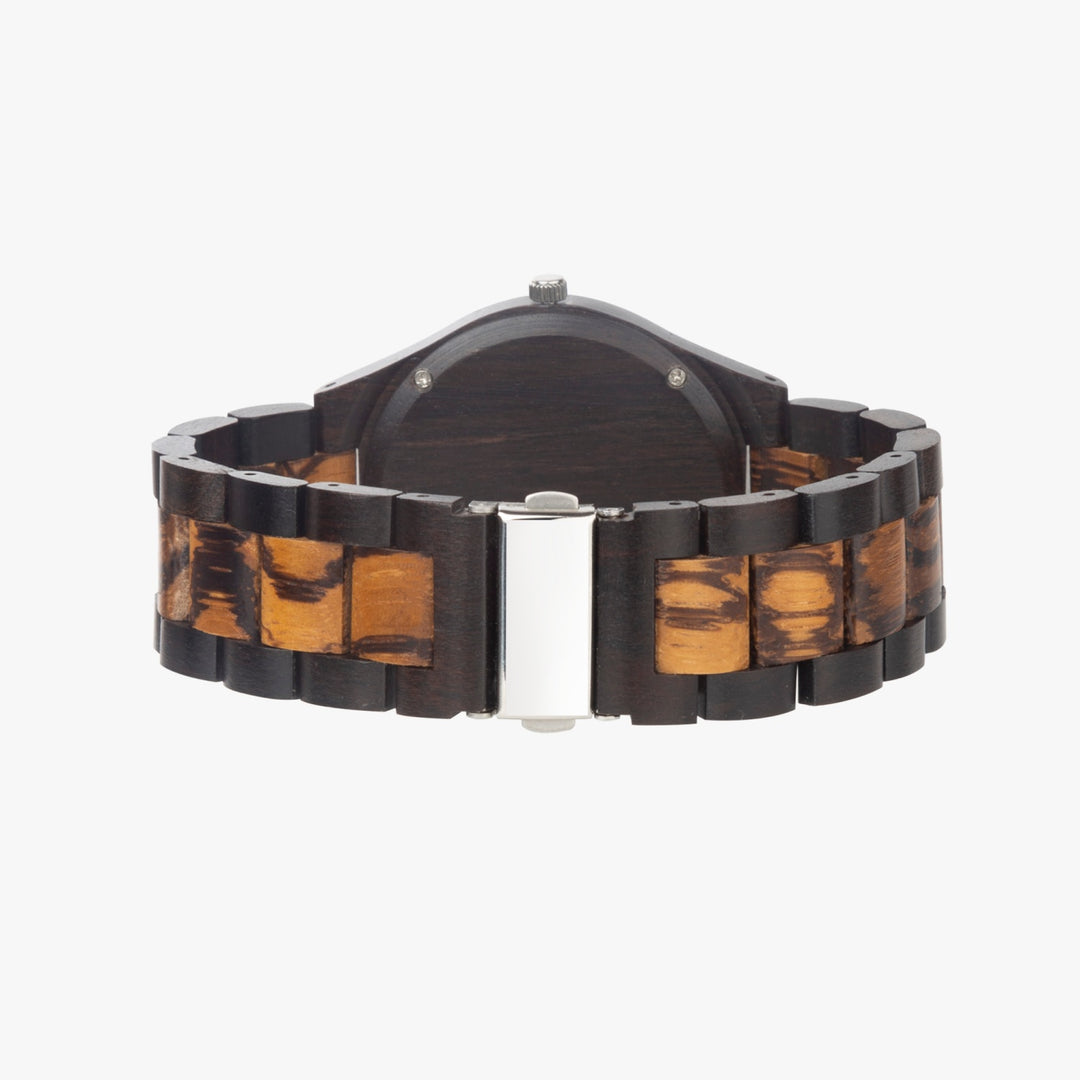 Ti Amo I love you - Exclusive Brand - Unisex Designer Black, Gray & White Cool Geometric Pattern - Indian Ebony Wood Watch