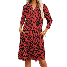 Load image into Gallery viewer, Ti Amo I love you - Exclusive Brand - Red &amp; Black -  7-point Sleeve Dress - Sizes S-5XL
