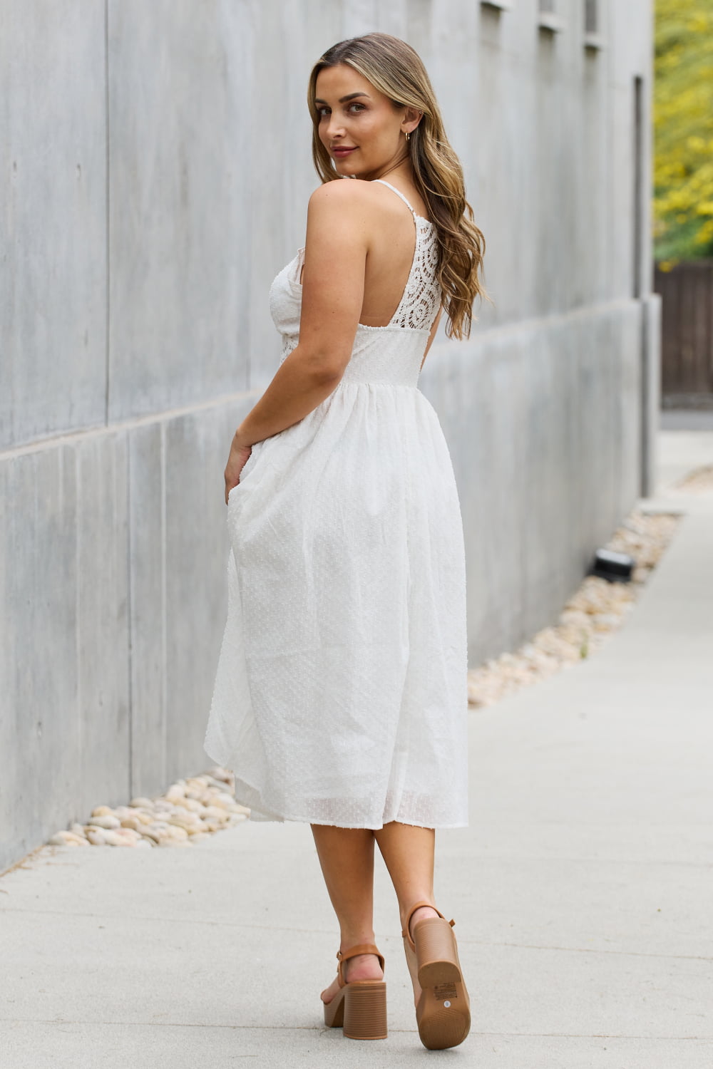 White Birch - White - Full Size Lace Detail Sleeveless Lace Midi Dress