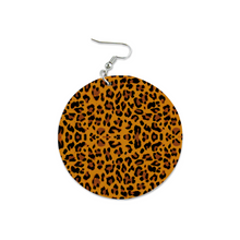 Load image into Gallery viewer, Ti Amo I love you Exclusive Brand - Fire Bush Leopard - Geometric Round Wooden Earrings
