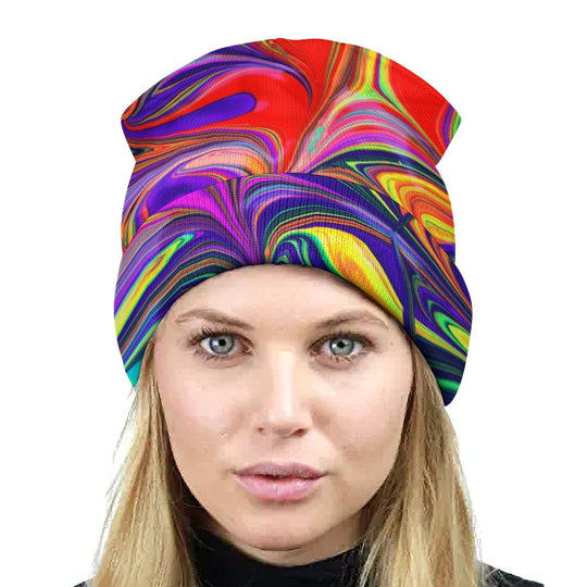 Ti Amo I love you - Exclusive Brand  - Rainbow Paint Swirl Pattern - Unisex Knit Hat