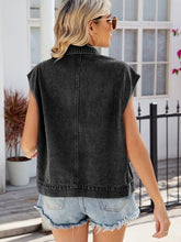 Load image into Gallery viewer, Pocketed Button Up Sleeveless Denim Jacket
