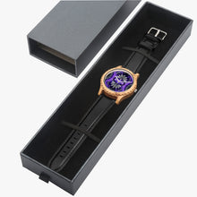 Load image into Gallery viewer, Ti Amo I love you - Exclusive Brand - Purple &amp; Grey Floral Pattern - Womens Designer Italian Olive Wood Watch - Leather Strap
