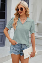 Load image into Gallery viewer, 8 Colors - Eyelet Johnny Collar Short Sleeve Blouse
