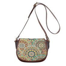 Load image into Gallery viewer, Ti Amo I love you - Exclusive Brand - Beige Mandalas - PU Leather Flap Saddle Bag
