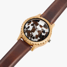 Load image into Gallery viewer, Ti Amo I love you - Exclusive Brand  - Cow Spots - Italian Olive Lumber Wooden Watch - Leather Strap
