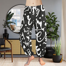 Load image into Gallery viewer, Ti Amo I love you  - Exclusive Brand  - Black Pants with White Scribble -  Women&#39;s Harem Pants
