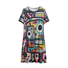 Load image into Gallery viewer, Ti Amo I love you - Exclusive Brand - Multi-Color - Robot Dress - Women&#39;s Dress With Side Pocket
