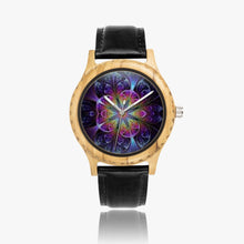 Load image into Gallery viewer, Ti Amo I love you - Exclusive Brand - Purple Floral Pattern - Womens Designer Italian Olive Wood Watch - Leather Strap
