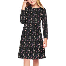 Load image into Gallery viewer, Ti Amo I love you - Exclusive Brand - 10 Designs - Toddler / Kids - Girls Black with Hearts &amp; Vines  - Girls&#39; Long Sleeve Dress - XS-XL - Sizes 2T-9Kids
