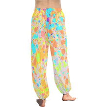 Load image into Gallery viewer, Ti Amo I love you  - Exclusive Brand  - Orange, Aqua &amp; Yellow Splotched Pattern - Women&#39;s Harem Pants
