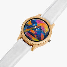 Load image into Gallery viewer, Ti Amo I love you - Exclusive Brand - Geometrical Painted Pattern - Unisex Designer Italian Olive Wood Watch - Leather Strap
