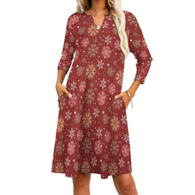 Load image into Gallery viewer, Ti Amo I love you - Exclusive Brand - 10 Styles -  Winter Christmas Patterns - 7-point Sleeve Dresses - Sizes S-5XL
