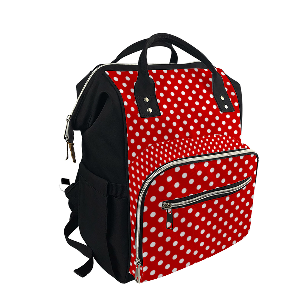 Ti Amo I love you Exclusive Brand  - Chili Pepper with White Polka Dots - Mommy Bag Multifunctional Waterproof Diaper Bag Ultra-Large Backpack