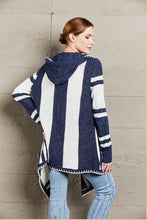 Load image into Gallery viewer, Woven Right Striped Open Front Hooded Cardigan
