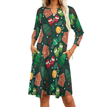 Load image into Gallery viewer, Ti Amo I love you - Exclusive Brand - 10 Styles -  Winter Christmas Patterns - 7-point Sleeve Dresses - Sizes S-5XL
