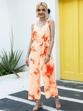 Load image into Gallery viewer, Tie-Dye Tie Waist Sleeveless Jumpsuit
